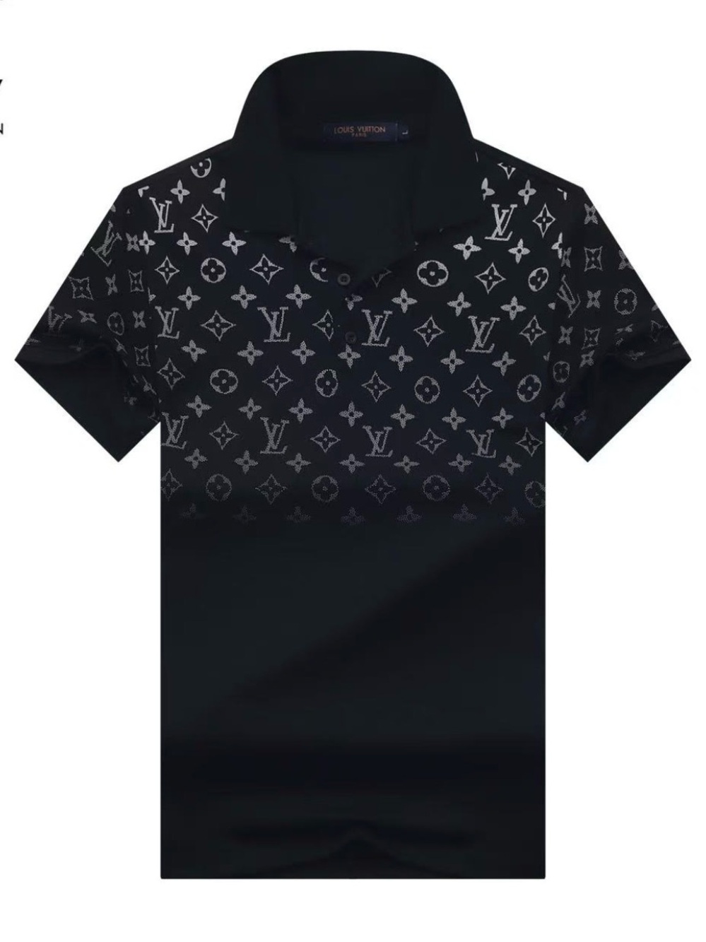 Louis Vuitton Black Polo with Silver Monogram Print